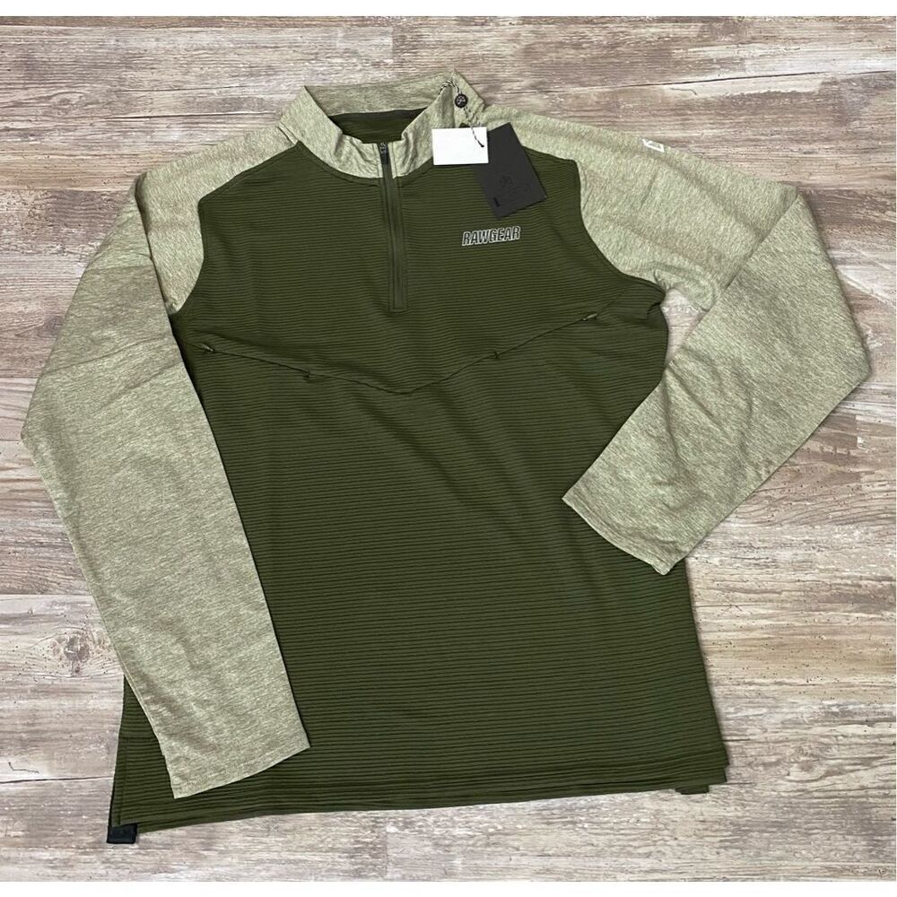 Rawgear Mens Athletic Shirt Workout Half Zip Green Sz L